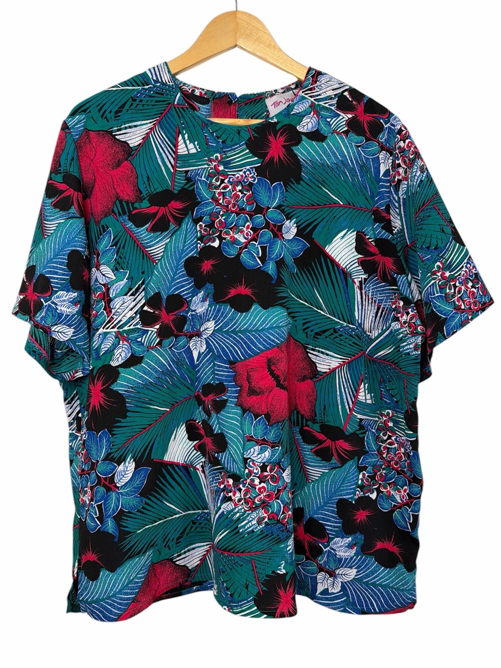 TanJay Tropical Floral Print Short Sleeve Blouse Size 18